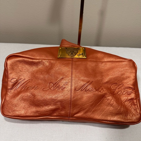 Sharif Legacy Pearlized Slouchy Orange Leather Hobo Bag 3 piece. NWT!!! - Picture 5 of 9